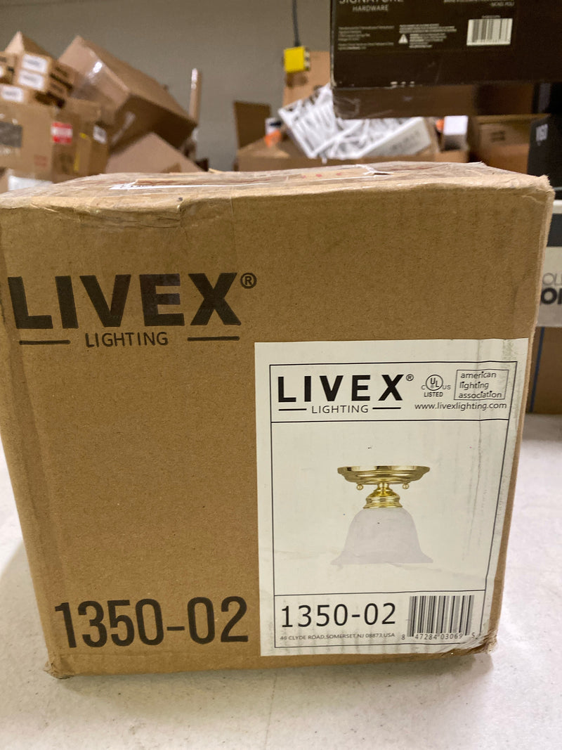 Livex Lighting 1350-02 Essex Semi-Flush Ceiling Fixture with 1 Light - Polished Brass