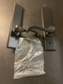 Emtek 1464US19RH Sandcast Bronze Door Configuration 4 Patio Multi Point Trim Lever Set with American Cylinder Above Handle - Flat Black Non-Keyed Passage Teton Lever