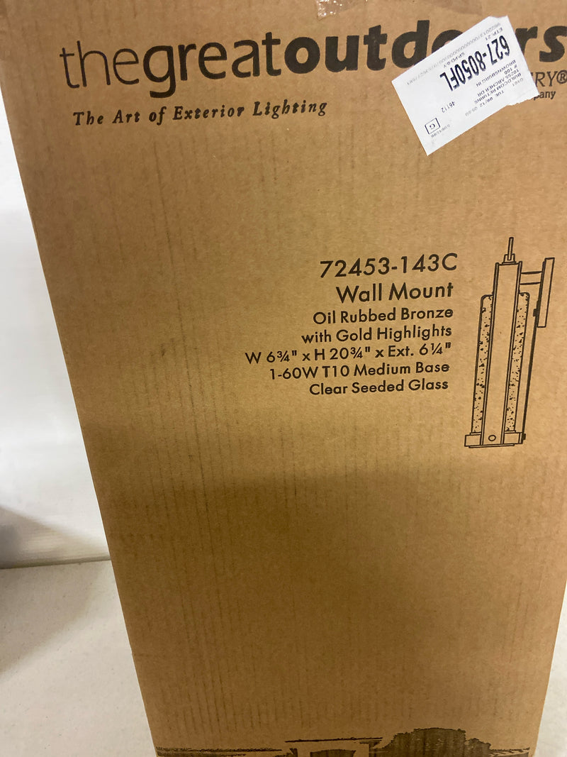 Minka Lavery Outdoor Wall Light 72453-143C Kamstra Exterior Wall Lantern, 1-Light 60 Watts, Oil Rubbed Bronze