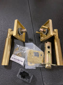 Emtek 510FAUS4 LH T-Bar Stem Faceted Passage Door Lever Set from the SELECT Brass Collection - Satin Brass Square Rosette