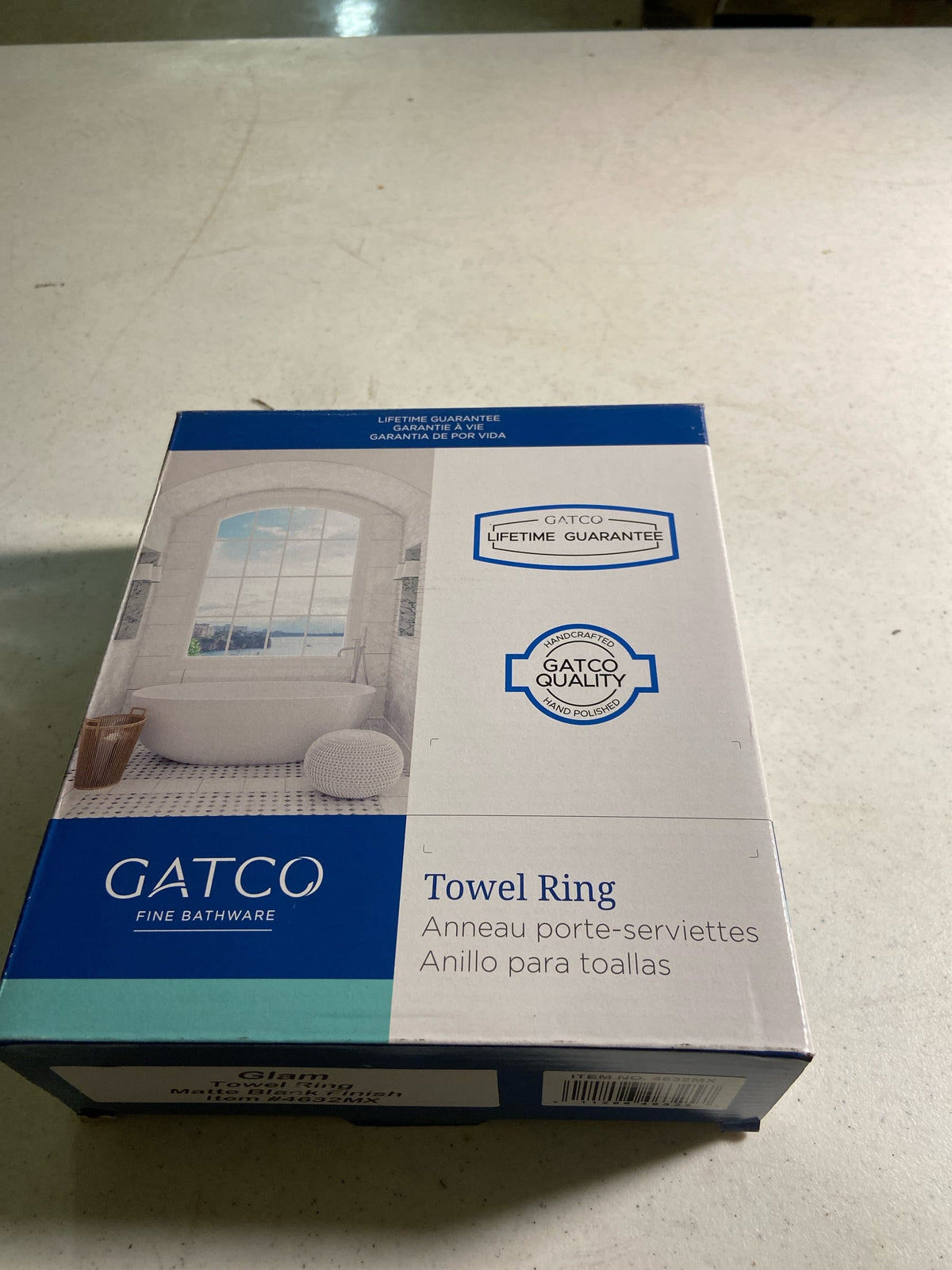 Gatco 4632MX Glam Towel Ring in Matte Black