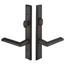 Emtek 1451US19LH Sandcast Bronze Door Configuration 4 Keyed Entry Multi Point Narrow Trim Lever Set with American Cylinder Above Handle - Flat Black Lariat Lever