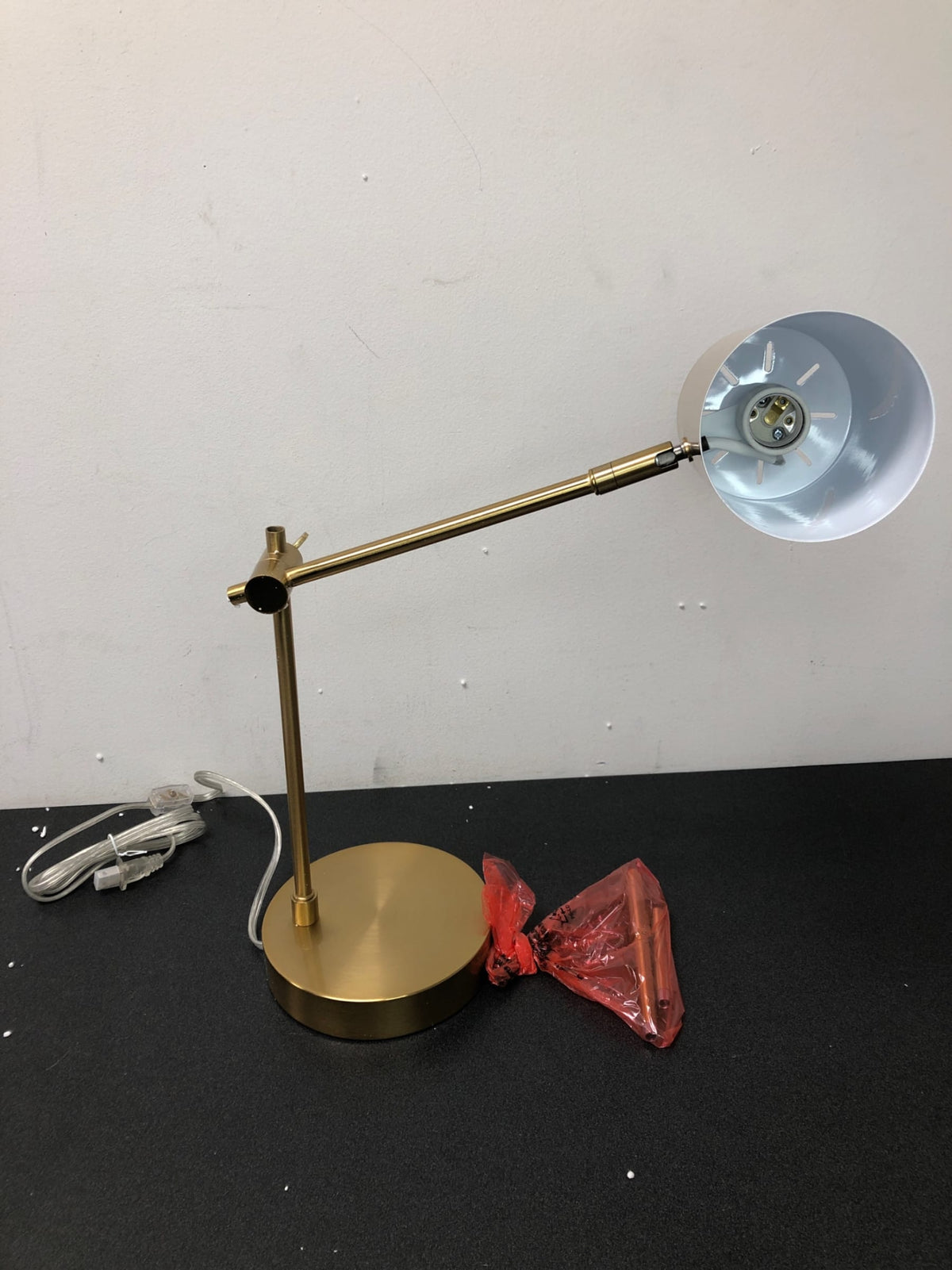 Globe Electric 52098 Pratt Single Light Adjustable Height Boom Arm Desk Lamp - Matte Brass