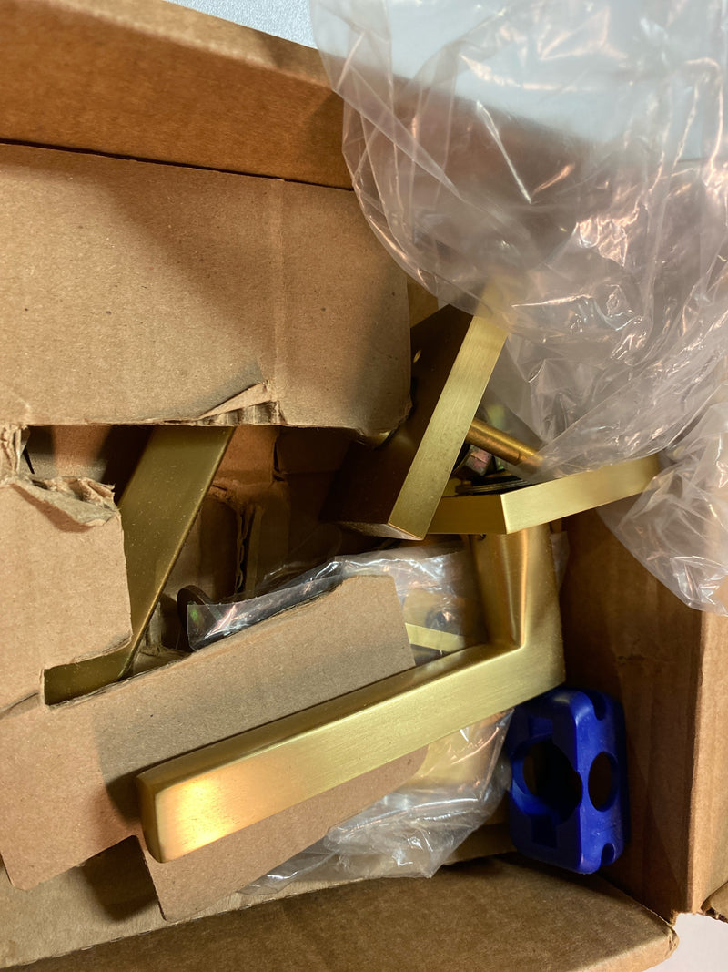 Emtek 5210HLOUS15LH Helios Left Handed Privacy Door Lever Set with Square Rose - Satin Nickel