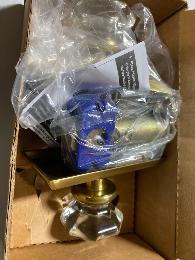 Emtek 8221OTUS7 Old Town Privacy Door Knob Set with Rectangular Rose from the Brass Crystal Collection - French Antique