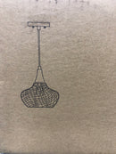 HOME DEPOT HANGING BLACK IRON WEBBED PENDANT WITH BRUSHED GOLD A04234 BRAND NEW