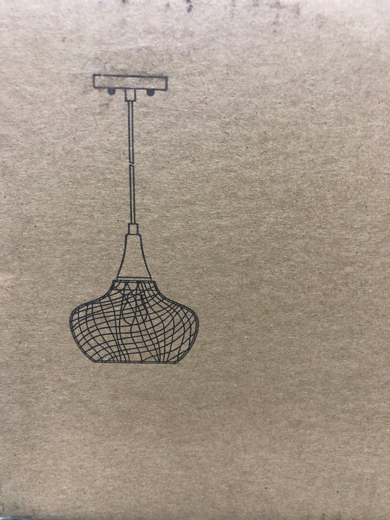HOME DEPOT HANGING BLACK IRON WEBBED PENDANT WITH BRUSHED GOLD A04234 BRAND NEW