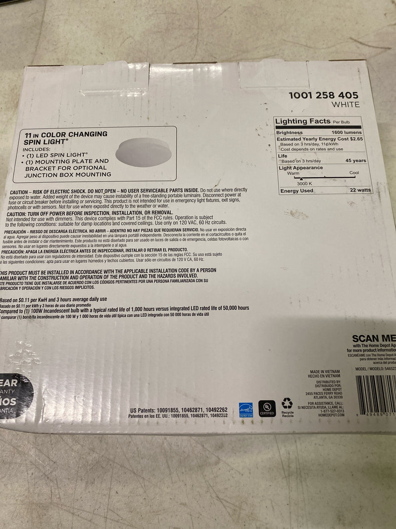 Commercial Electric Spin Light 11 in LED Flush Mount Ceiling Light 22-Watt 4000K