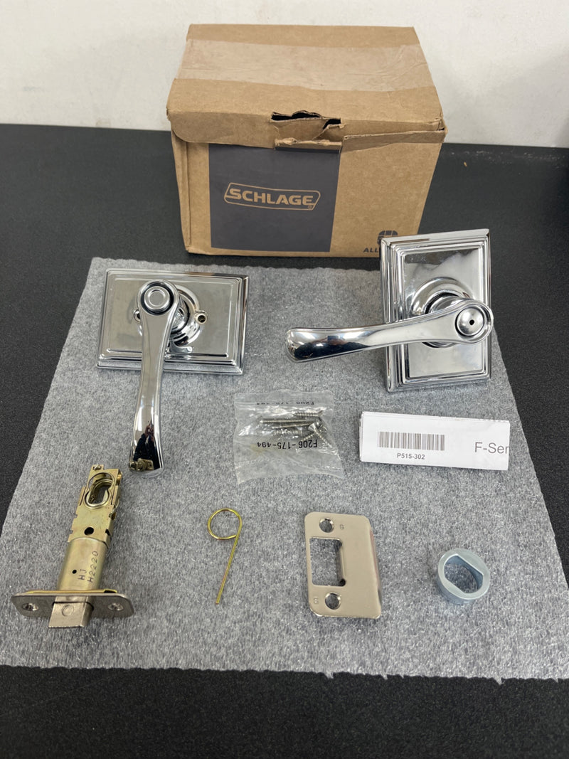 Schlage F40VLA625ADD Avila Privacy Door Lever Set with Decorative Addison Trim - Polished Chrome