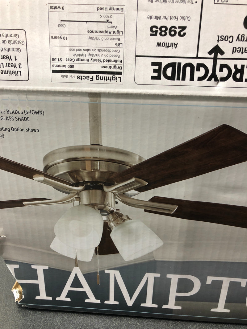 Hampton bay AL958B-BN Sinclair II 44 in. Indoor Brushed Nickel LED Ceiling Fan with Light