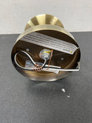 Golden Lighting 3218-SF AB-BLK Dixon 8" Wide Semi-Flush Globe Ceiling Fixture with Black Accent and Frosted Glass - Aged Brass