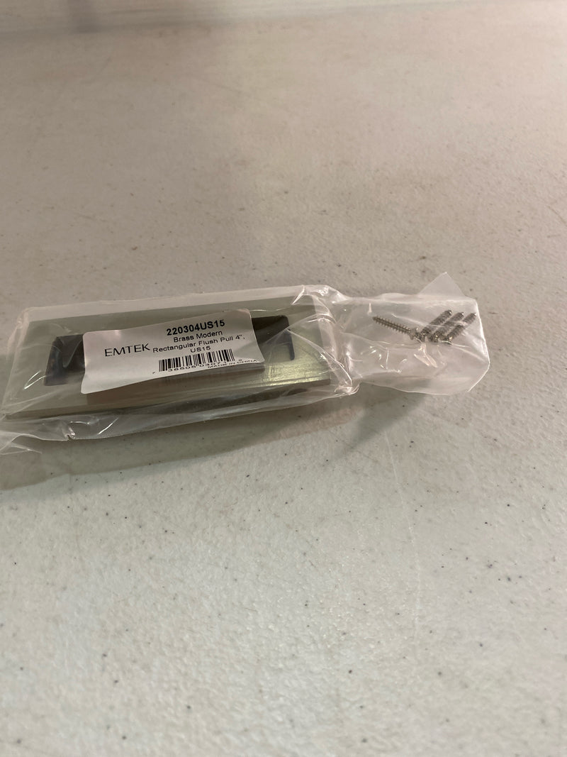 Emtek 220304US15 Modern Rectangular 4 Inch Tall Rectangular Flush Door Pull - Satin Nickel