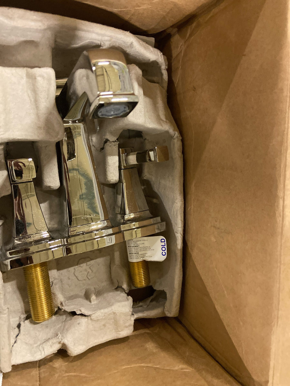 Kohler K-27398-4N-SN Riff Centerset bathroom sink faucet, .5 gpm, Vibrant Polished Nickel
