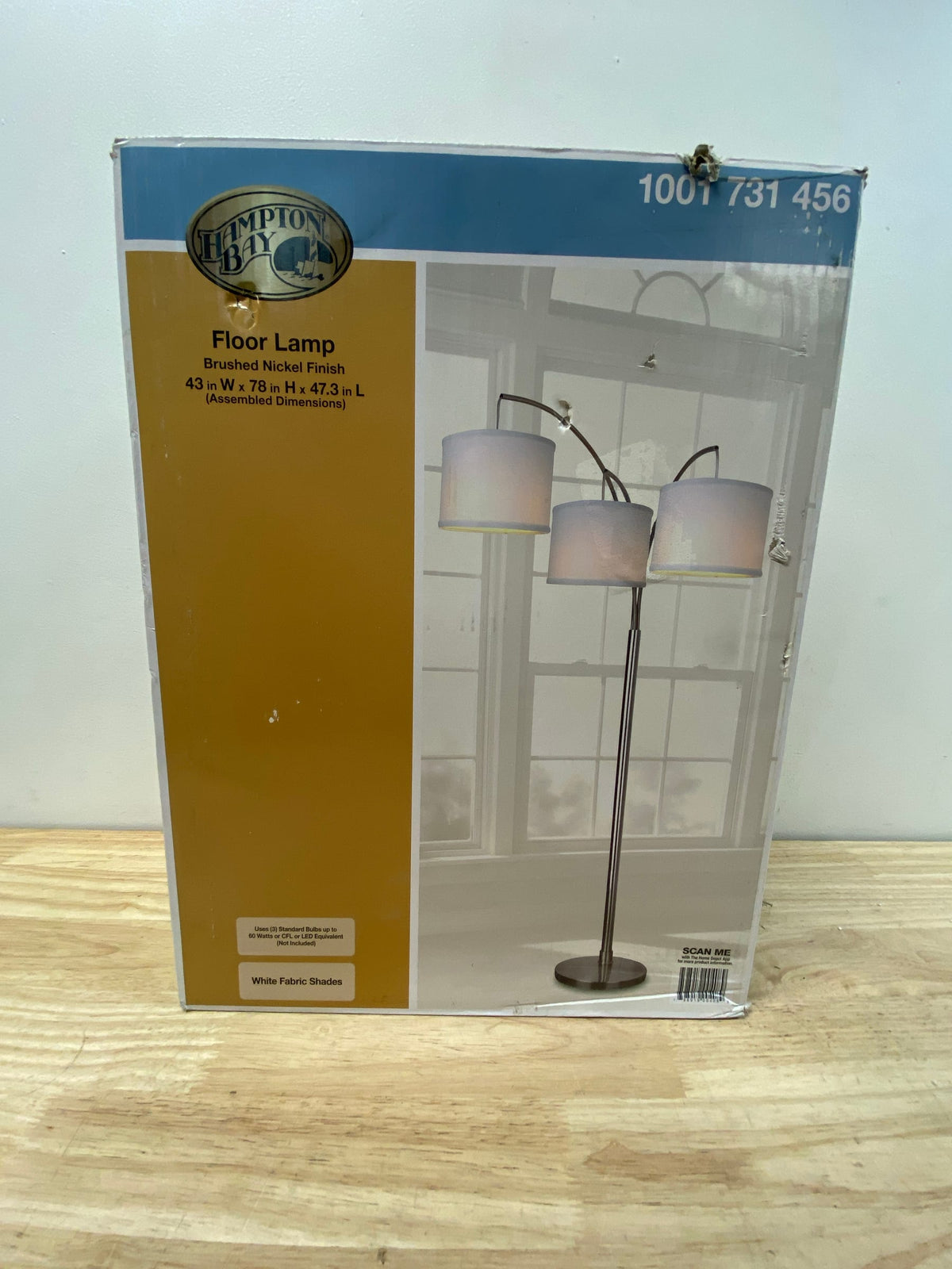 Hampton bay AF40818SA 78 in. Height 3-Arc Floor Lamp - Brushed Nickel Finish