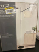 Dsi lighting HD39202A Gideon 69 in. Matte Black 1-Light Standard Floor Lamp with White Fabric Drum Shade and Adjustable Socket