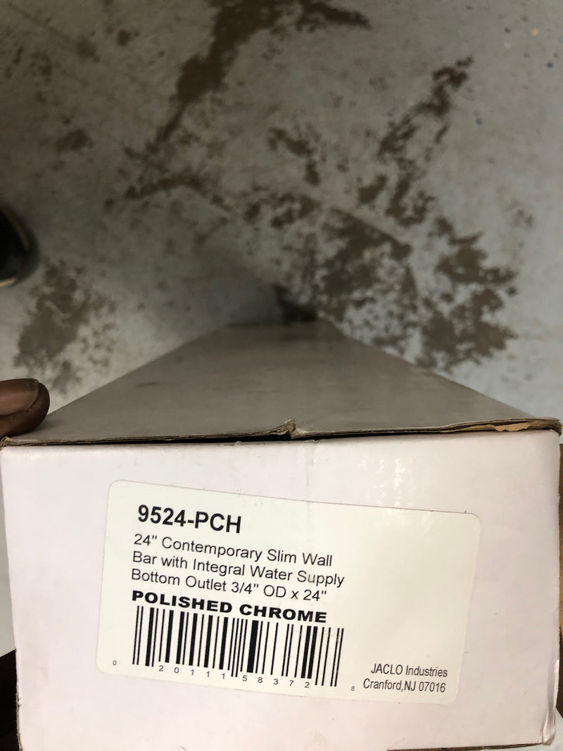 Jaclo 9524-PCH 24" Contemporary Slim Wall Bar with Bottom Outlet Integral Water Supply - Polished Chrome