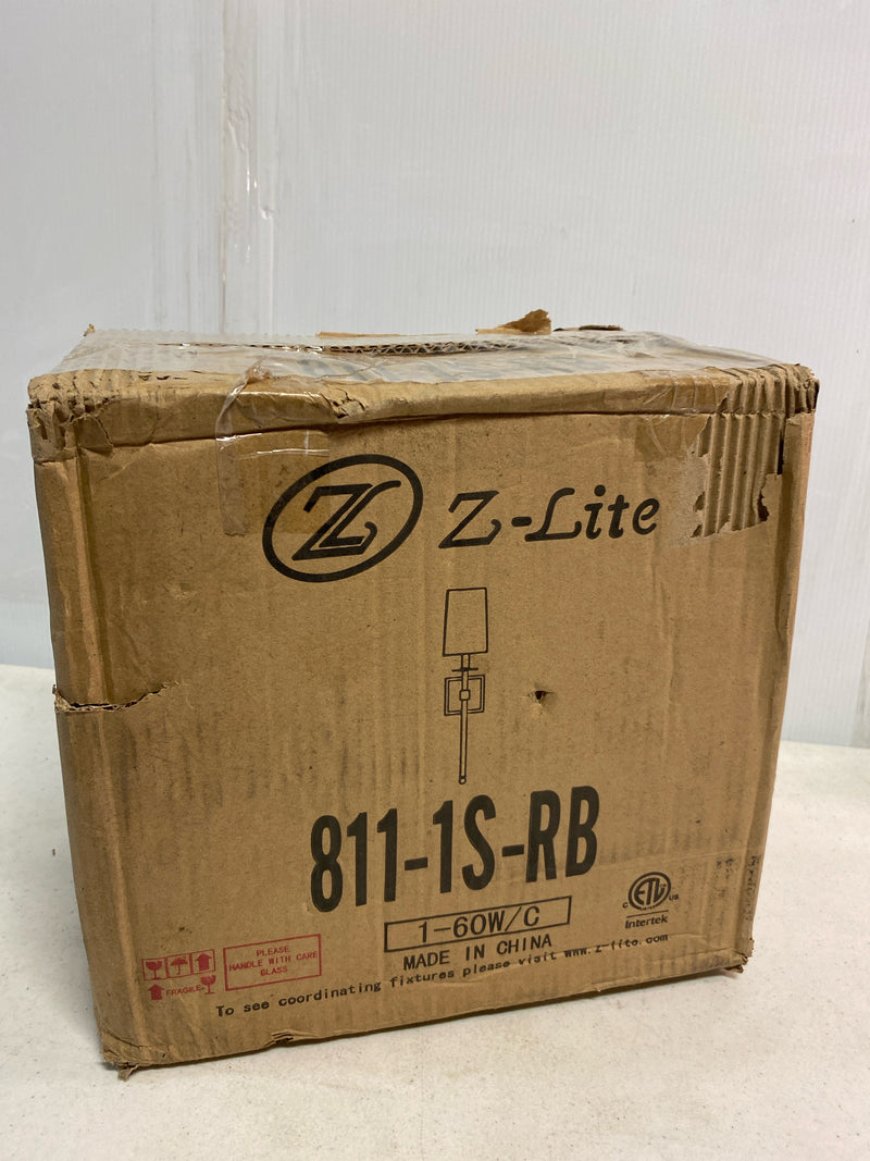 Z-Lite 1 Light Wall Sconce 811-1S-RB, Rubbed Brass