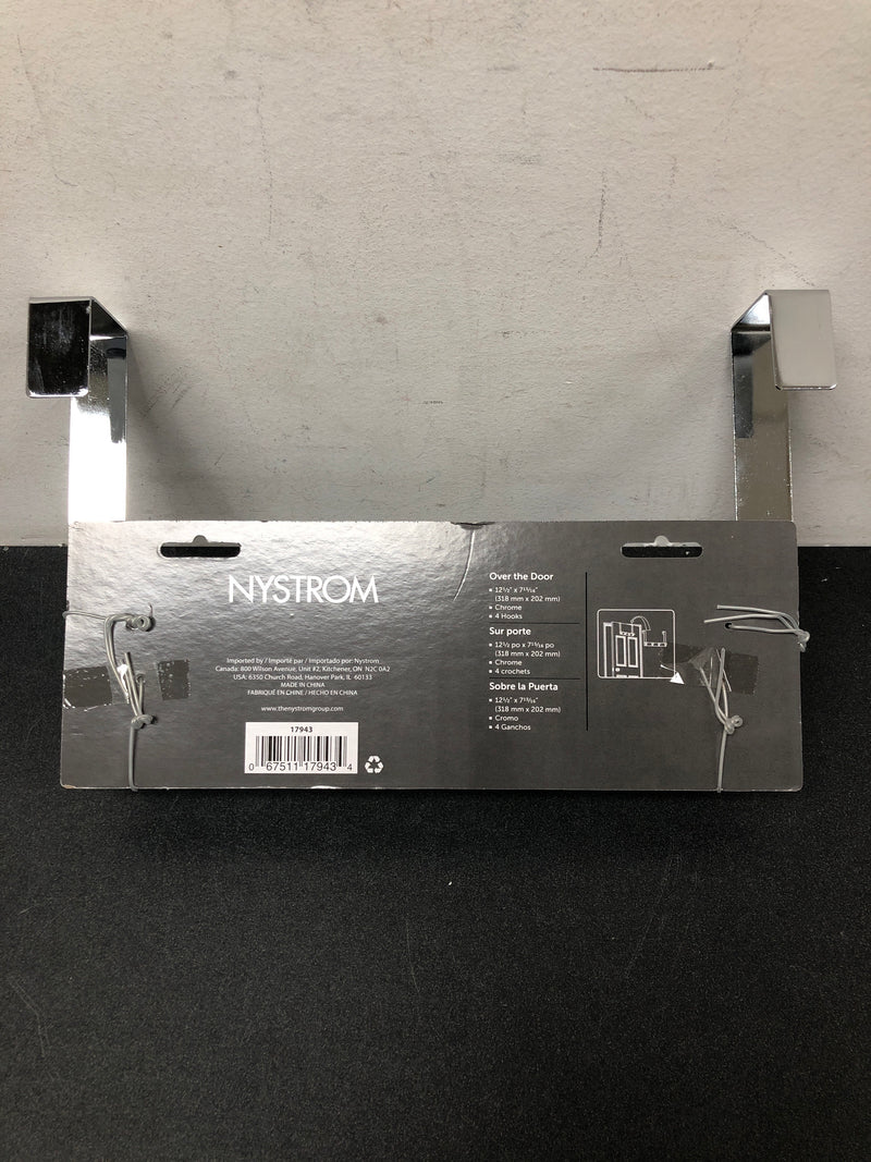 Nystrom 17943 12-1/2 in. (318 mm) Chrome Utility 22-lb. Over the Door Hook Rack