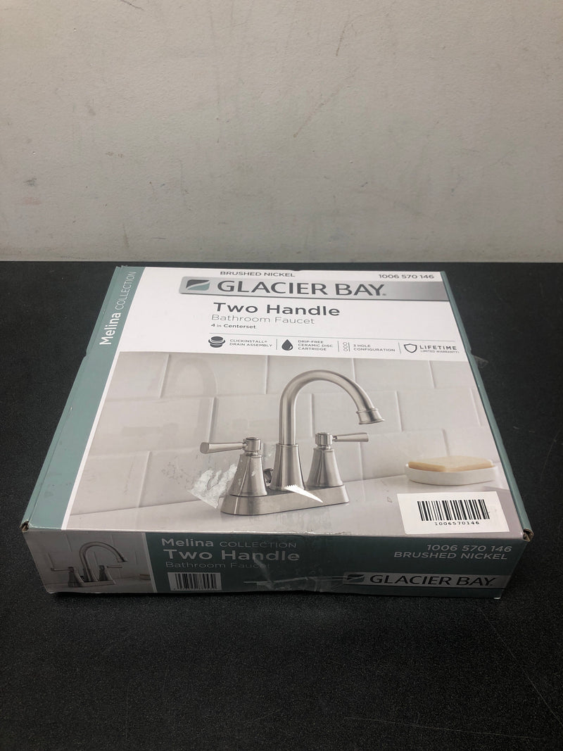 Glacier bay HD67513W-6C04 Melina 4 in. Centerset Double Handle High-Arc Bathroom Faucet in Brushed Nickel