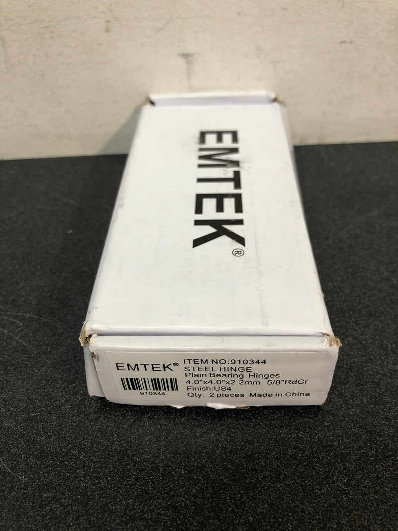 Emtek 9100 Steel Hinges (Pair) - SD - 5/8" Radius Corner - 4" x 4" - 910344 - Satin Brass (US4)