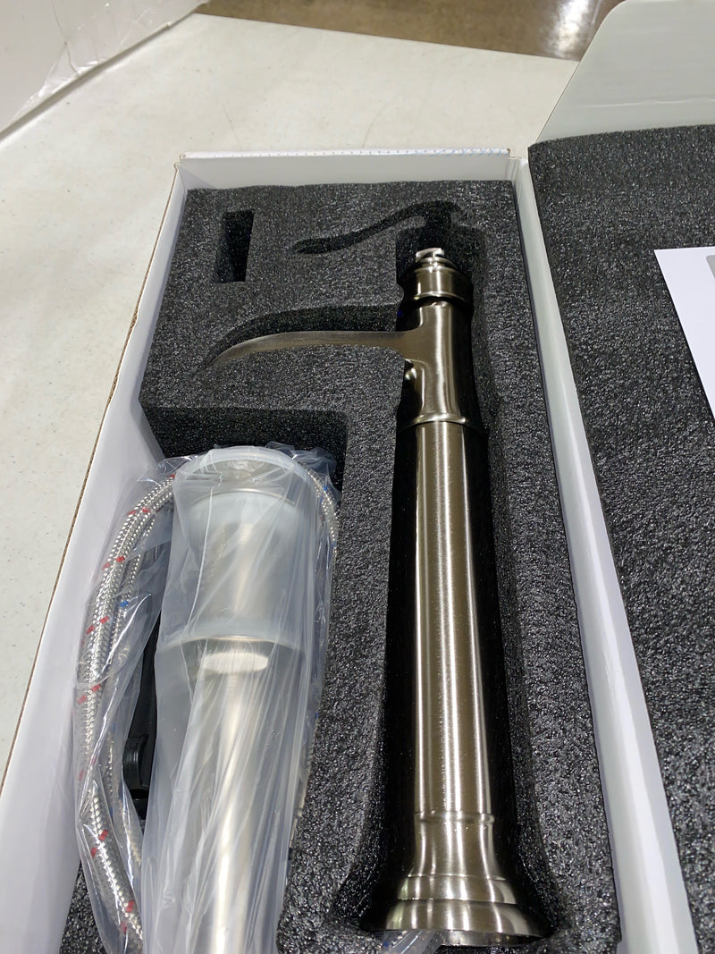 Bwe A-96556H-N Waterfall Single Hole Single-Handle Vessel Bathroom Faucet With Pop-up Drain Assembly in Brushed Nickel