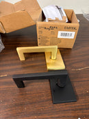 EMTEK Modern Rectangular Rosette Dummy, mix match Finish Argos Lever - 5052AGUS19 - Flat Black (US19) - Satin Brass (US4)