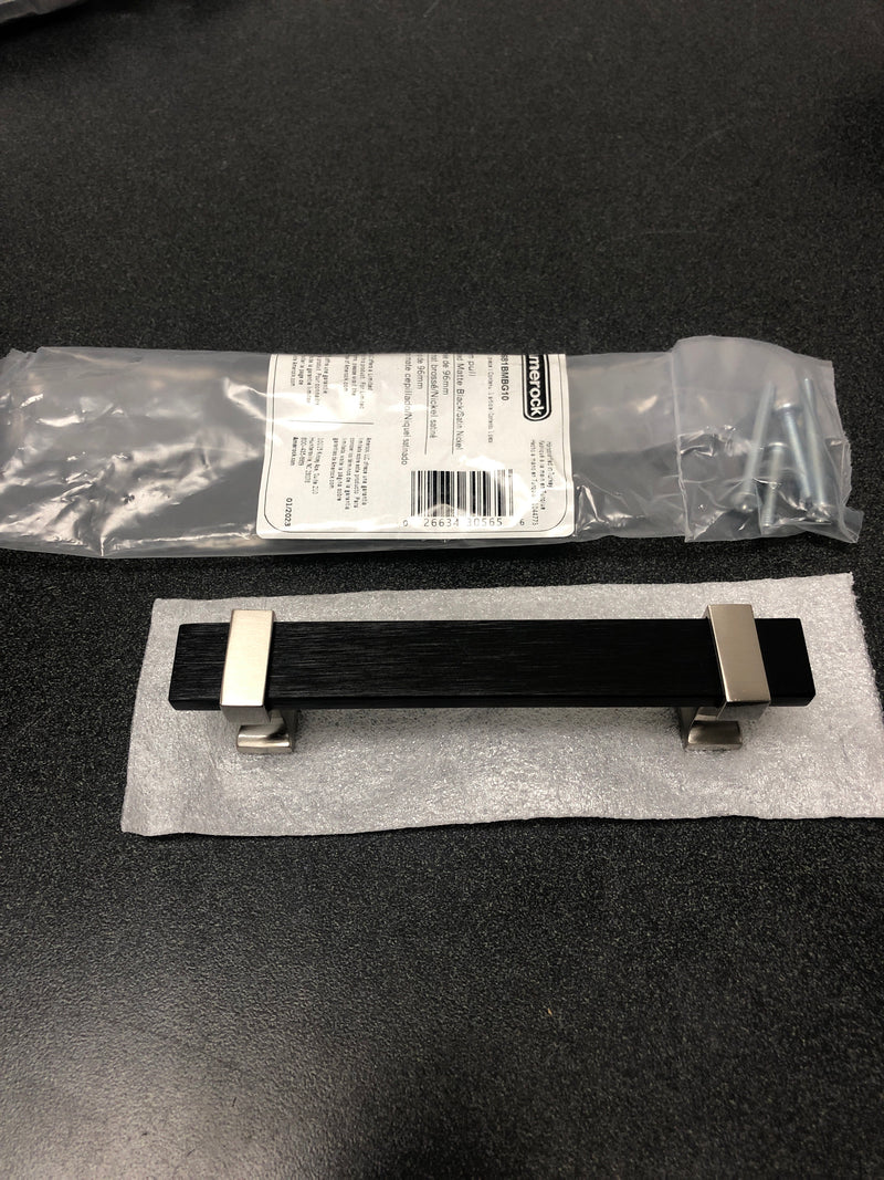 Amerock BP36681BMBG10 Overton 3-3/4 Inch Center to Center Bar Cabinet Pull - Brushed Matte Black / Satin Nickel