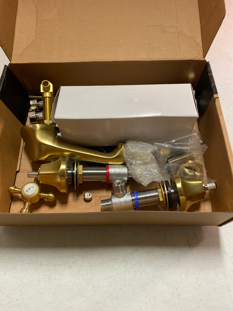 Kingston Brass KC7067BX English Country 8 in. Widespread Bathroom Faucet, Brushed Brass