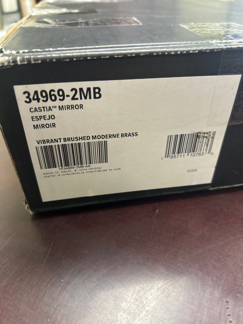 Kohler K-34969-2MB Castia by Studio McGee 19-1/2" W x 29-1/2" H Transitional Rectangular Metal Frameless Bathroom Wall Mirror - Vibrant Brushed Moderne Brass