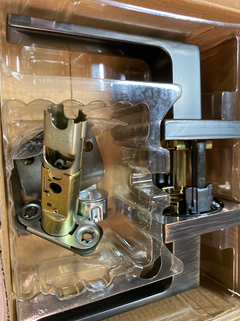 Kwikset 730SALSQT-11P Singapore Lever with Square Rose Privacy Door Lock with 6AL Latch and RCS Strike Venetian Bronze Finish