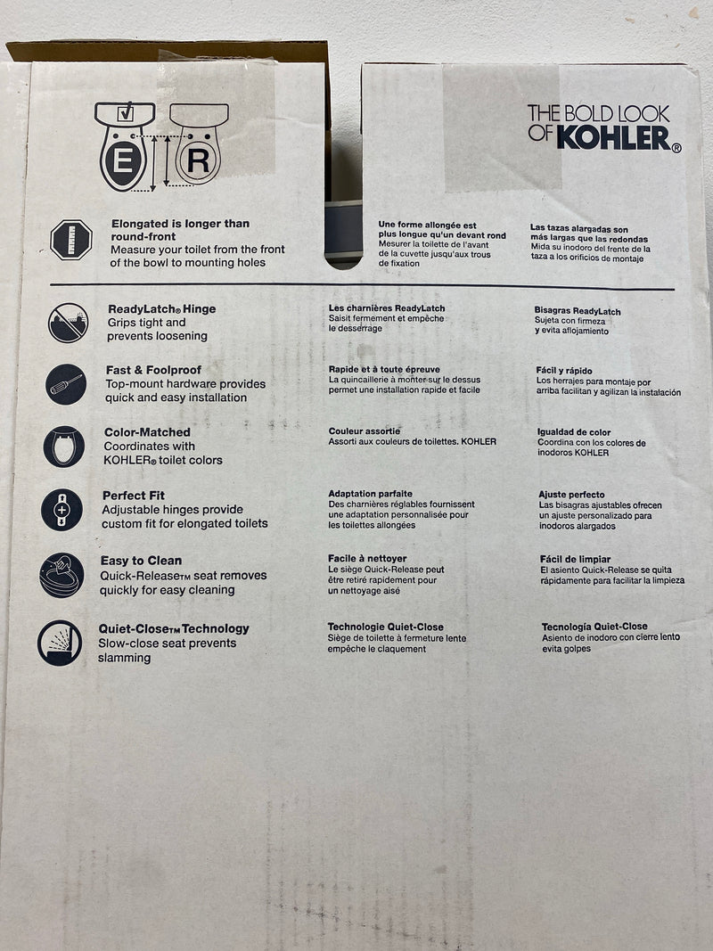 Kohler K-4636-RL-NY Cachet Elongated Closed-Front Toilet Seat with Soft Close and Quick Release - Dune