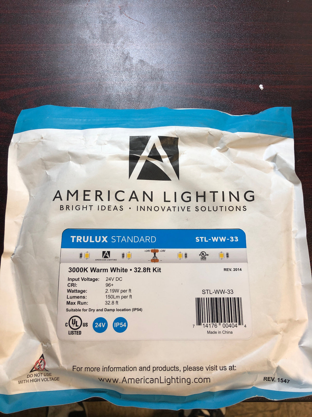 American Lighting STL-WW-33 Trulux Standard Grade Indoor Single Color Tape Light Kit, 32.8-feet, Warm White