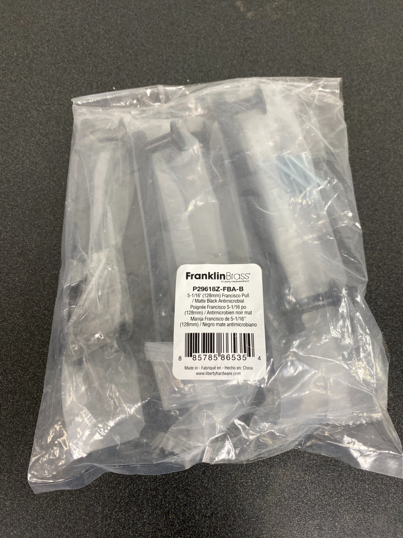 Franklin Brass P29618Z-FBA-B Francisco 5-1/16 Inch Center to Center Bar Cabinet Pull - Pack of 5 - Matte Black Antimicrobial