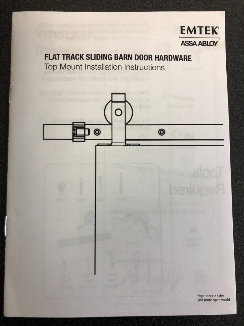 Emtek Classic 192 Inch Top Mount Barn Door Hardware Set - Includes Track, Hangers, and Matching Hardware - Brushed Stainless Steel