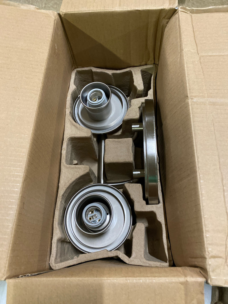 Hampton bay HB2578-35 Truitt 14.2 in. 2-Light Brushed Nickel Modern Transitional Vanity with Frosted and Clear Edge Glass Shades