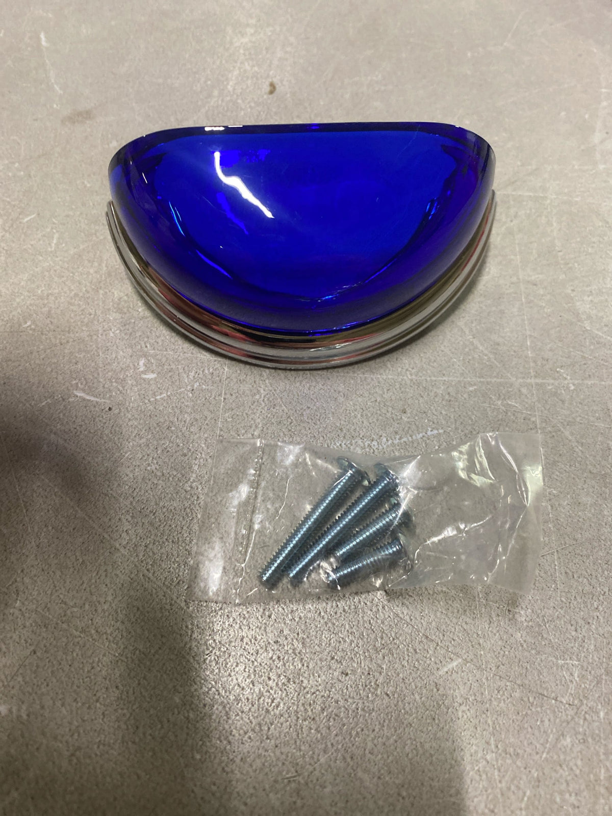 Lews Hardware 334-3GBP Glass Bin Pull 3 Inch Center to Center Cup Cabinet Pull - Transparent Cobalt/Polished Chrome