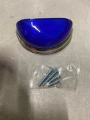 Lews Hardware 334-3GBP Glass Bin Pull 3 Inch Center to Center Cup Cabinet Pull - Transparent Cobalt/Polished Chrome
