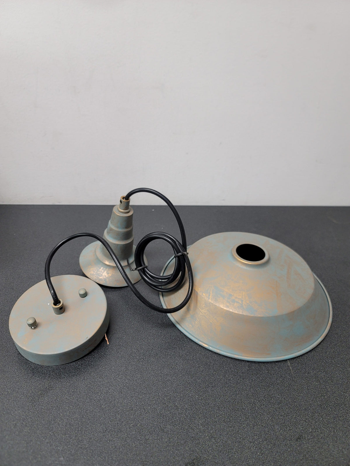 Lnc A03256 Barnyard II 1-Light Vintage Blue Rustic Farmhouse Barn Light Warehouse Pendant with Dome Shade