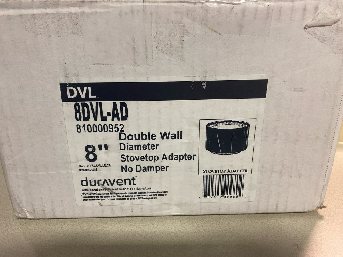 DuraVent 8DVL-AD 8" Inner Diameter - DVL Stove Pipe - Double Wall - Adapter - Black