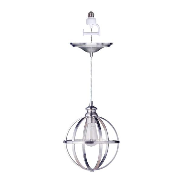 Worth home products PBN-4030-0030 Instant Pendant 1-Light Recessed Light Conversion Kit Brushed Nickel Globe Cage Shade