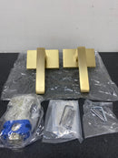 Emtek 5212DTUS4LH Dumont Left Handed Privacy Door Lever Set with Modern Rectangular Rose from the Brass Modern Collection - Satin Brass