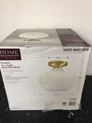 Home decorators collection BAL-2001 Pompton 12 in. 1-Light Gold Semi-Flush Mount Ceiling Light Fixture with White Ribbed Glass