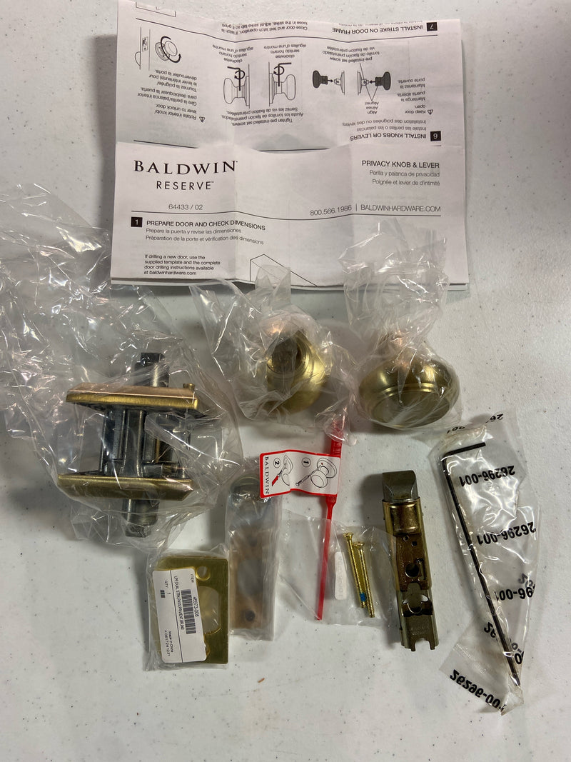 Baldwin PVTRATSR044 Traditional Privacy Door Knob with Square Rose - Satin Brass