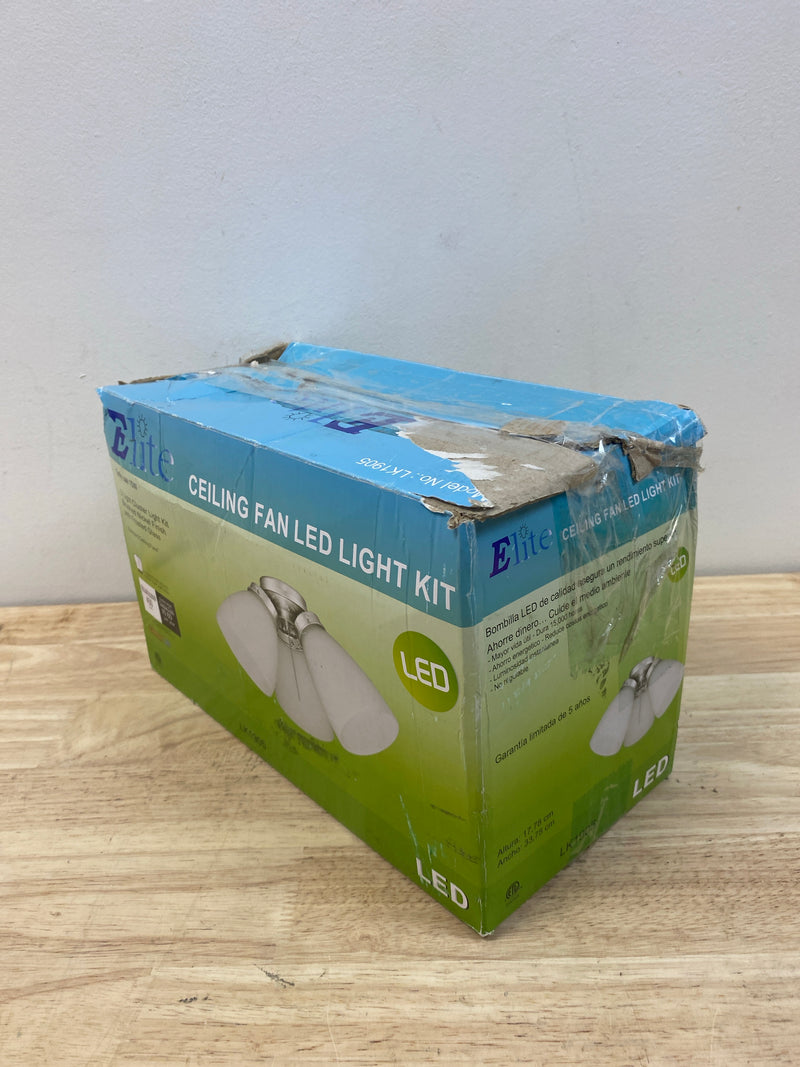 Intertek 3-Light Brushed Nickel Ceiling Fan Shades LED Light Kit LK1905