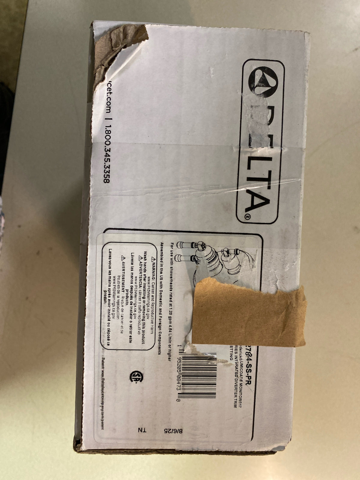 Delta T27884-SS-PR Broderick 17 Series Pressure Balanced Valve Trim with Integrated Volume Control and 3 Function Diverter for Two Shower Applications - Less Rough-In - Lumicoat Stainless