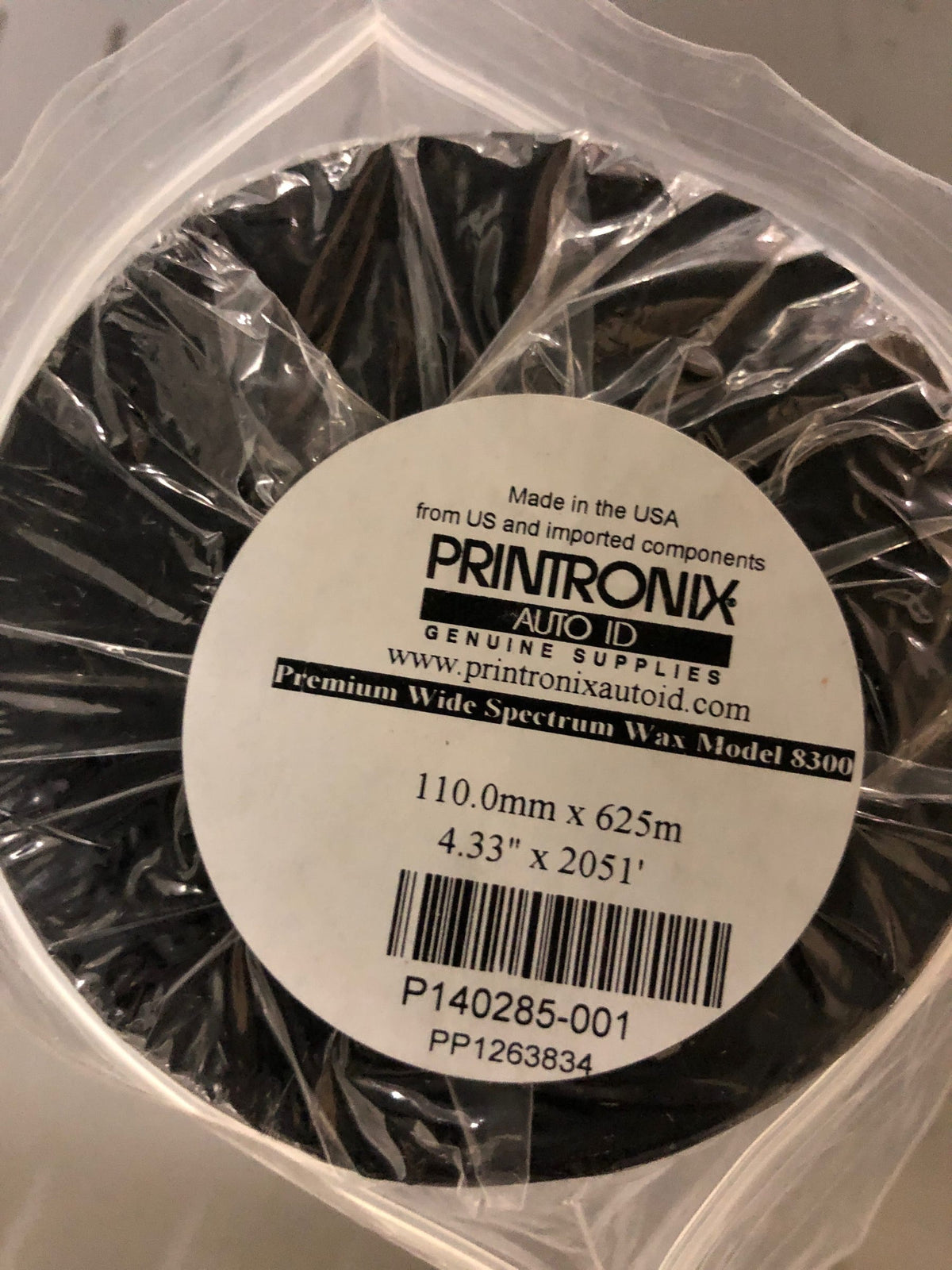 4.33" x 1,968' TSC Printronix 8300-PWX Wax Ribbon - P140285-001 ( 1 ROLLS )