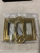 Nostalgic Warehouse 719931 Meadows Victorian Vintage 3 Gang Triple Rocker Light Switch Plate Wall Cover - GFI - Polished Brass