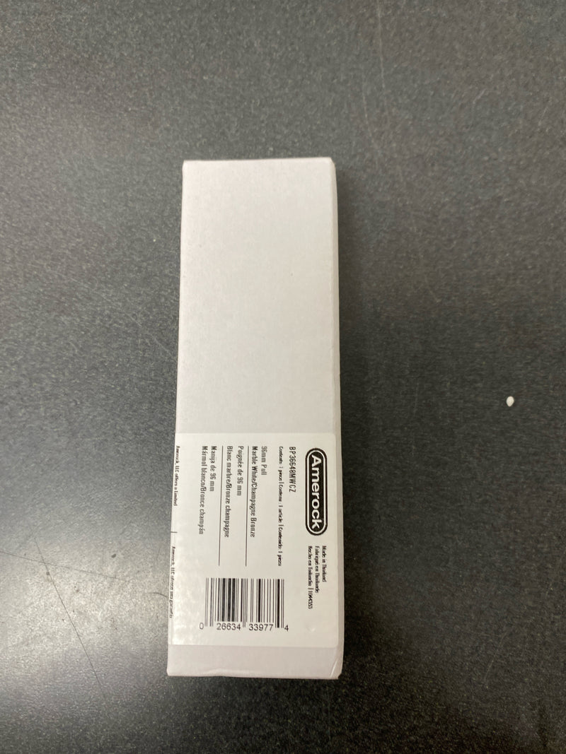 Amerock Carrione 3-3/4 inch (96mm) Center-to-Center Marble White/Champagne Bronze Cabinet Pull, BP36648MWCZ