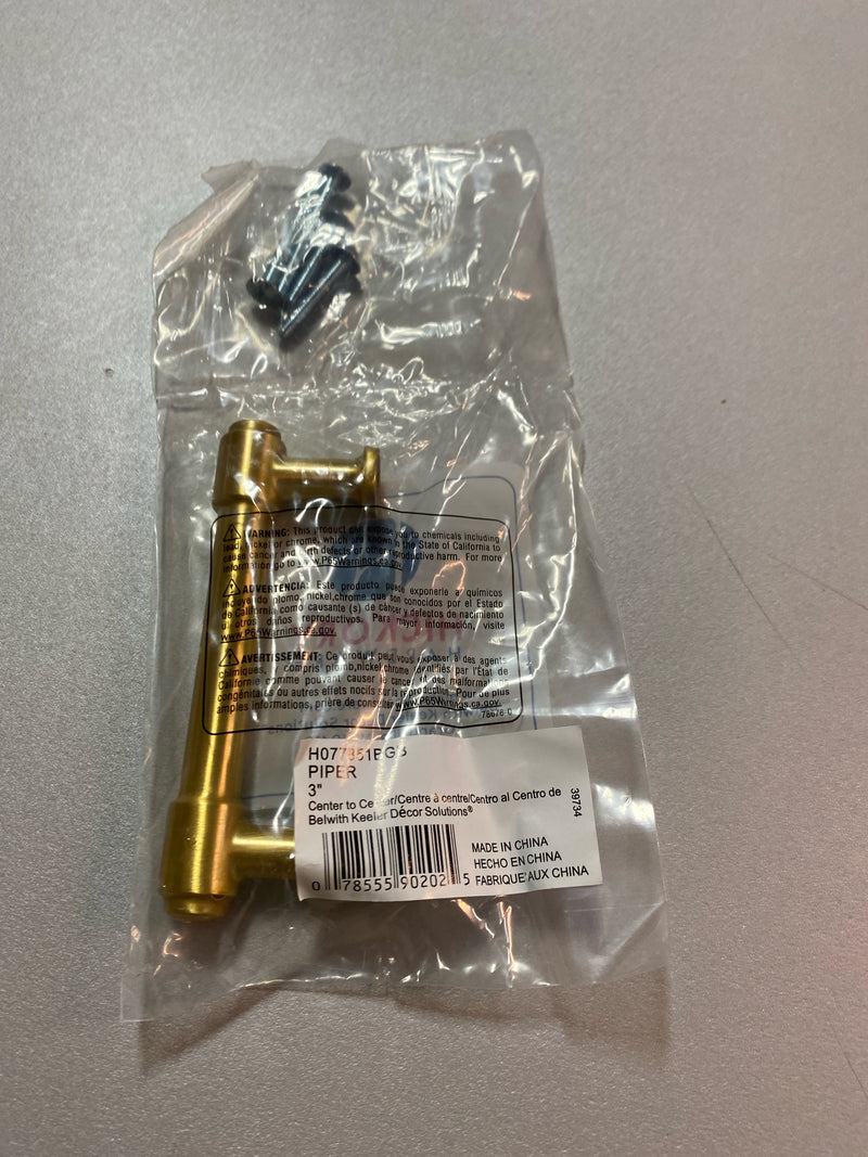 Hickory hardware H077851BGB Piper Collection Pull 3 in. (76 mm) Center to Center Brushed Golden Brass Finish Modern Zinc Bar Pull 1-Pack