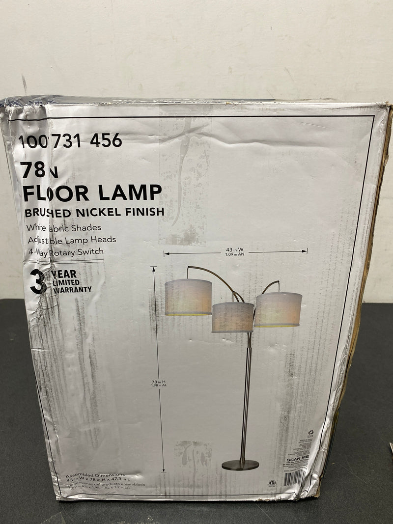 Hampton bay AF40818SA 78 in. Height 3-Arc Floor Lamp - Brushed Nickel Finish